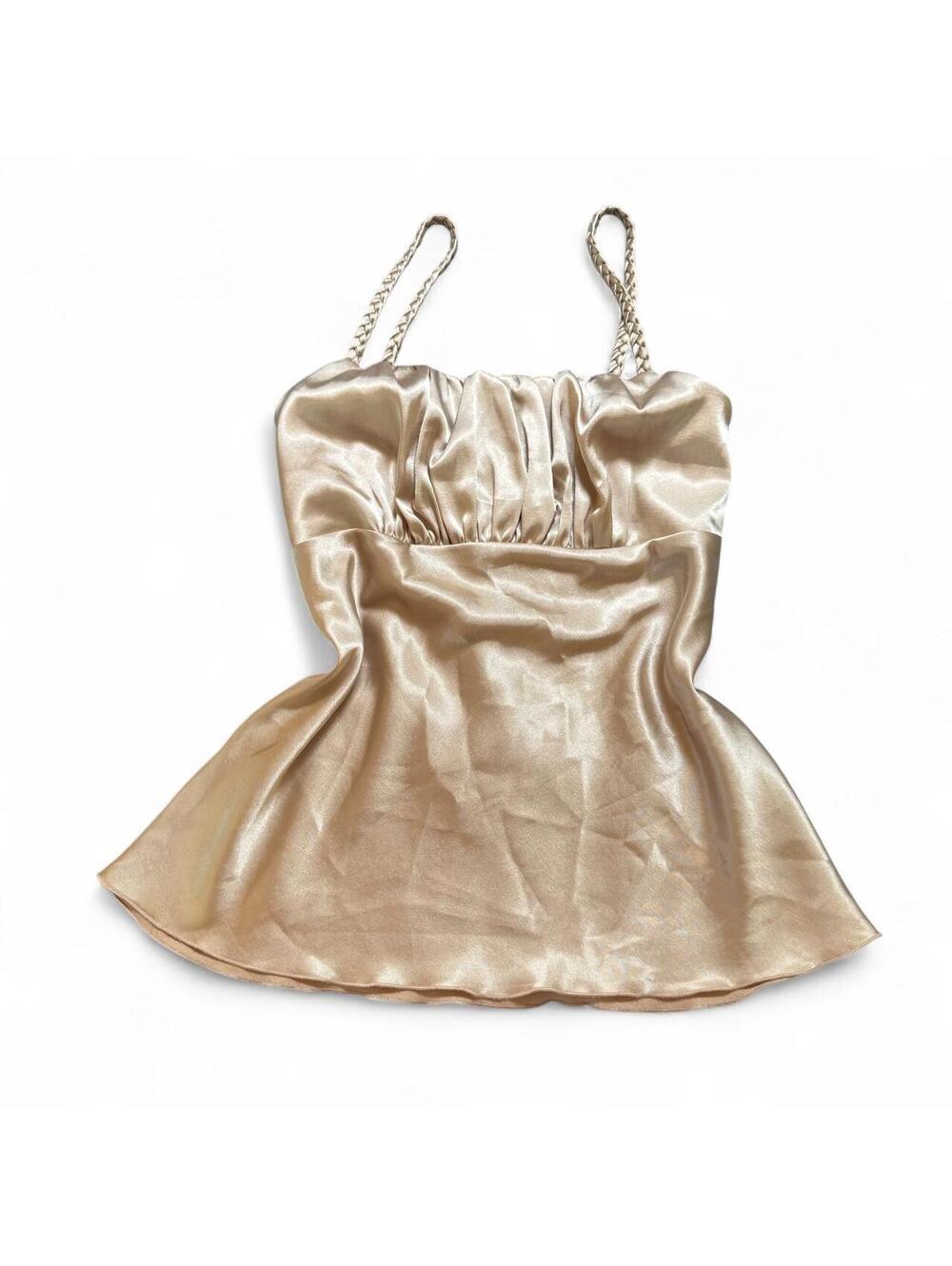 Vintage A. Byer champagne satin babydoll cami top